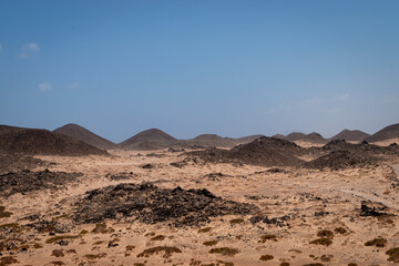 Fototapeta premium Hiking trail on Isla de Lobos, Canary Islands, Spain, Europe. 