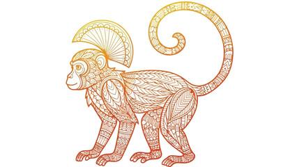 Detailed digital illustration of a monkey with abstract elements, showcasing artistic creativity and wildlife, viewed from the side © Steven