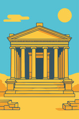 Naklejka premium Ancient Garni Temple Hellenistic Architecture Vector Illustration