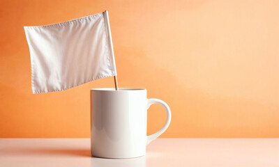 White Coffee Mug Raising a White Flag of Surrender
