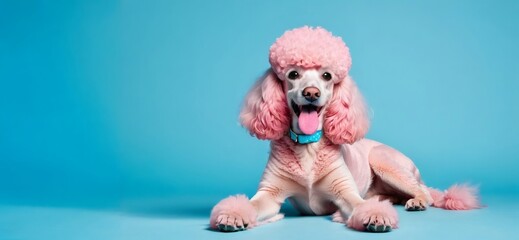 Pink Poodle Dog Made of Fluffy Cotton Candy Texture