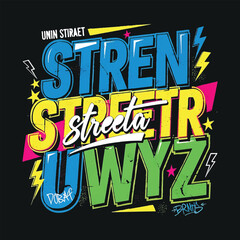 Obraz premium Urban Streetwear Typography T Shirt Bold Vector Design for Hip Hop Apparel