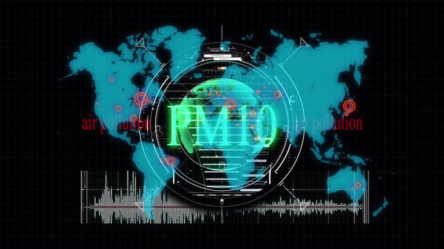 Air pollution pm10 hud infographic showing world map