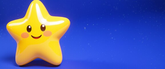 Fototapeta premium Cute Yellow Star with Happy Face - Shiny Character for Kids