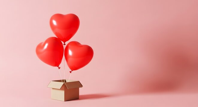 Heartfelt mother's day celebration with red balloons and gift box