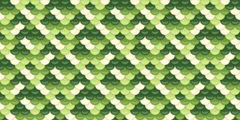 Abstract seamless pattern with overlapping green scales.  Elegant, natureinspired design ideal for textile prints, website backgrounds, or decorative projects.  Evokes feelings of serenity and growth. © Olena
