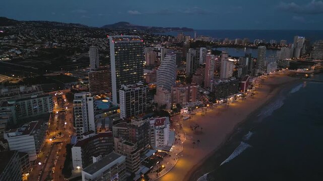 Aerial view of benidorm cityscape at night