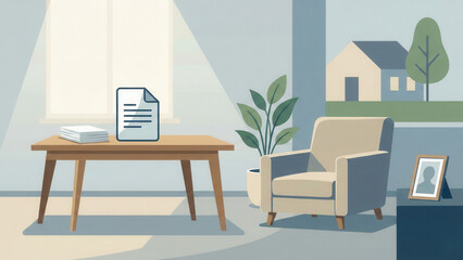 Fototapeta premium Understanding life insurance beneficiary illustration in a cozy home office environment for financial planning