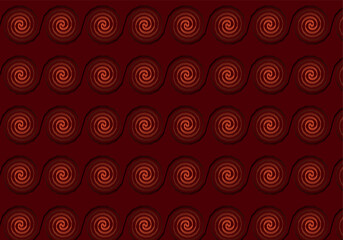 Fototapeta premium Elegant Red Spiral Seamless Vector Pattern on Burgundy Wine Background