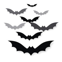 Fototapeta premium Vector Style Bat Silhouettes in Various Shades of Black and Gray