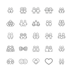 Friendship line art Vector Icon set