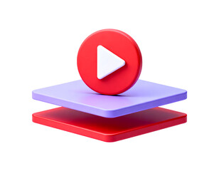Red 3D Play Button Icon Transparent PNG