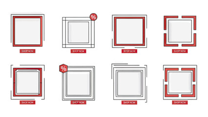 Modern Geometric Frames and Borders with Red Accents