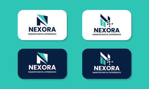 Nexora Digital Growth Logo &ndash; Futuristic Technology Startup Branding | Modern Tech, SaaS & AI Business Identity