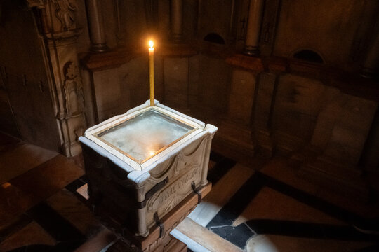 The Angel's Stone, a fragment of the stone to have sealed the tomb after Jesus' burial.Church of the Holy Sepulchre, Jerusalem.Israel