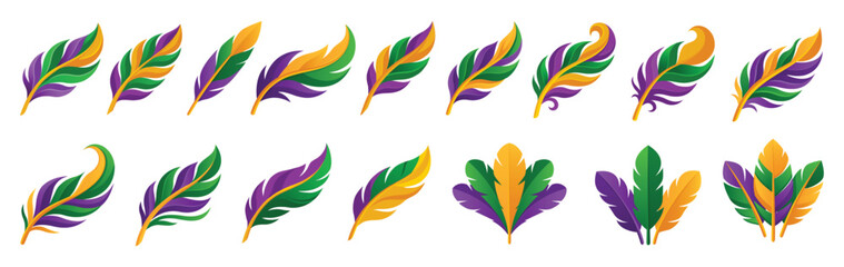 Colorful Mardi Gras feathers for carnival and festival designs © Mete-X