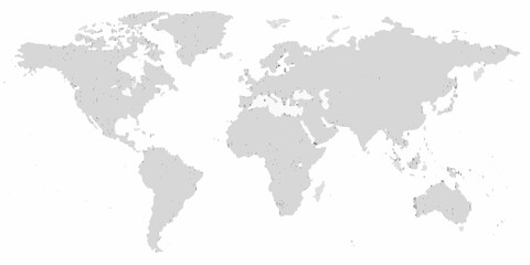 A grayscale world map displaying continents and oceans with a highlighted region © Barsha