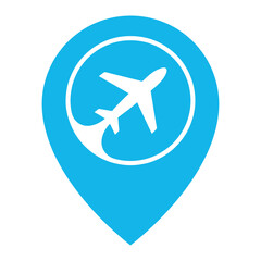 Fototapeta premium Airplane travel icon with location marker