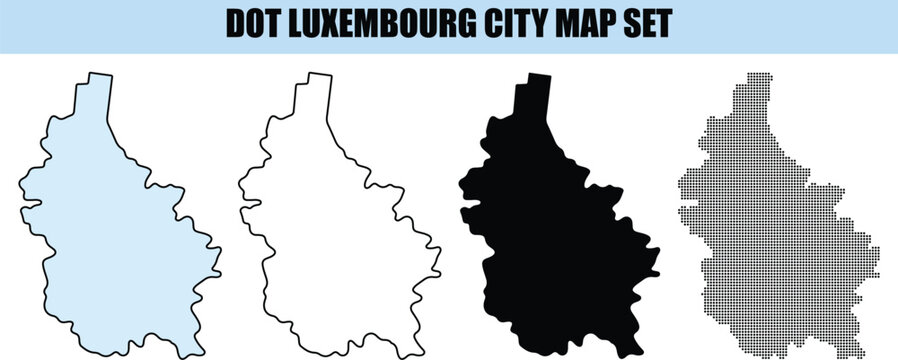 Luxembourg City Map Set Isolated on White