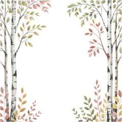 Watercolor painted trees frames
