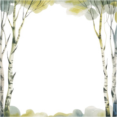 Watercolor painted trees frames