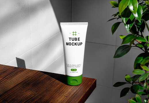 Minimalist Cosmetic Tube in Bathroom Mockup