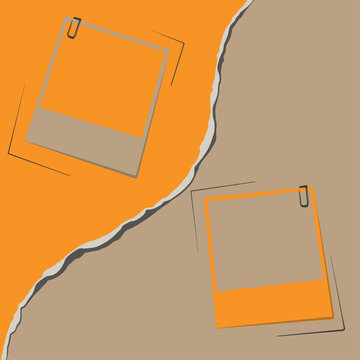 Torn Paper Polaroid Collage &ndash; Vector Photo Frame Template