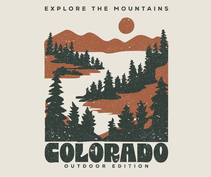 Colorado mountain adventure artwork for apparel, sticker, batch, background, poster and others. Say yes to adventure design. Explore the mountains.
