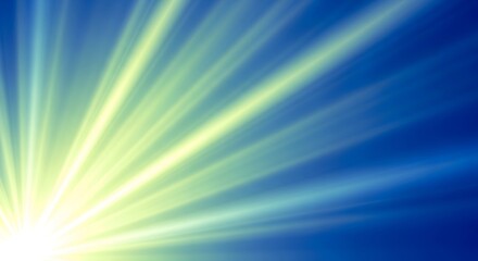 Obraz premium Vibrant sunburst with yellow rays on blue background