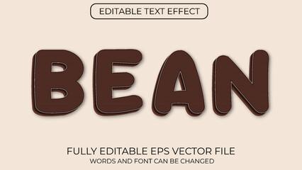 Bean editable 3d text effect vector typography style