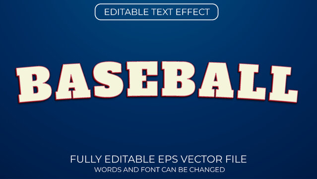 Baseball editable 3d text effect vector typography style