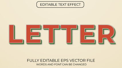 Letter editable 3d text effect vector typography style