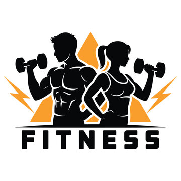 Dynamic fitness couple lifting weights vector illustration