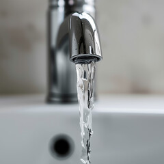 A faucet with clean water flowing from it, symbolizing access to fresh resources and sustainable living. : Elements for World Water Day promotion