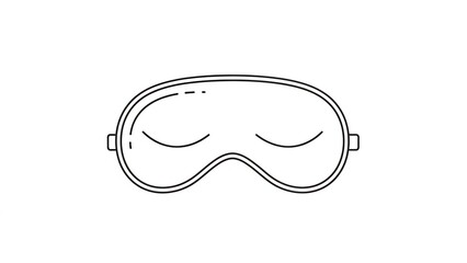 Minimalist line art illustration of a sleep mask for optimal rest and relaxation and travel