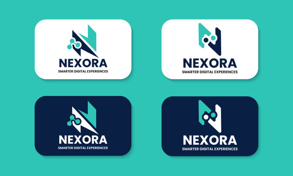 Nexora Futuristic Logo &ndash; Minimal Digital Growth Brand Identity for Technology & Startup Companies