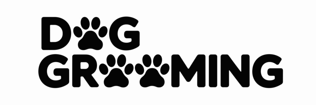 Modern dog grooming typography logo &ndash; Perfect for mobile pet grooming vans, social media headers, or business logos.