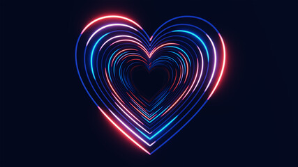 Fototapeta premium Abstract tunnel of glowing neon hearts creating a romantic atmosphere
