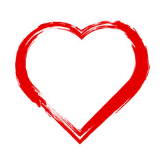 Red grunge heart. Brushstrokes. Distressed texture. Jagged edges. Cracks and paint effect. Love, protest, or emotional experience.