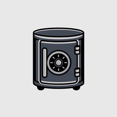 Fototapeta premium Metal safe box icon with silver dial – Great for wealth preservation, secure storage, or banking technology.