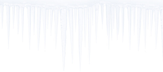 Realistic long icicles border with various shapes and lengths hanging on checkered background © riazul