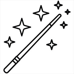 Magical wand with sparkling stars, a simple vector illustration for fantasy, magic, wishes, and enchantment.