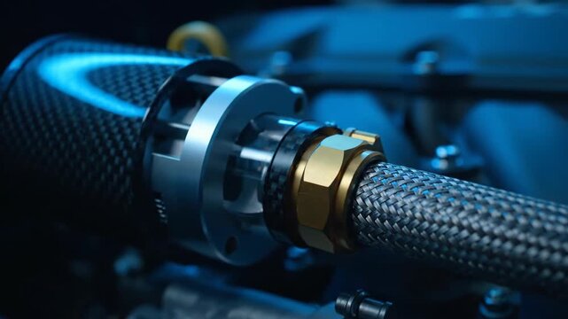 Close-up Tracking Shot of V12 Engine PCV System Components