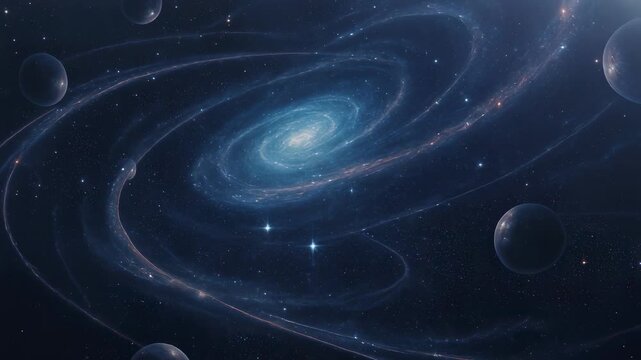 Exploring cosmic wonders galactic spiral patterns outer space digital night sky wide angle universe concept