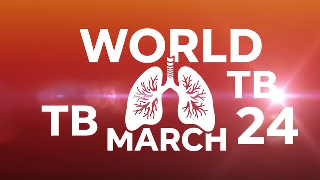 World tb day poster with lungs illustration on orange gradient