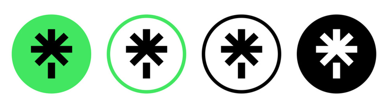 Set of round different Linktree mobile app icons, on transparent background, high resolution. Linktree is a freemium social media reference landing page