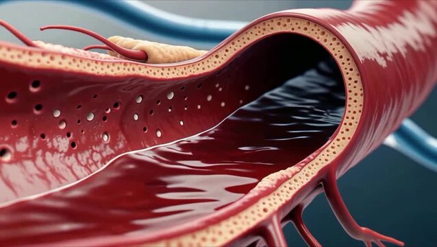 Artery Anatomy Unveiled: A close-up view reveals the intricate inner workings of a human artery, showcasing the flow of blood within. This visual offers a deep dive into the essence of human health.