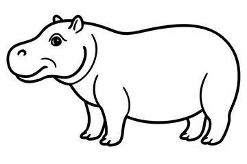 Obraz premium Hippopotamus line art victor art white background svg