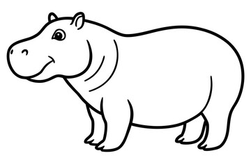 Fototapeta premium Hippopotamus line art victor art white background svg