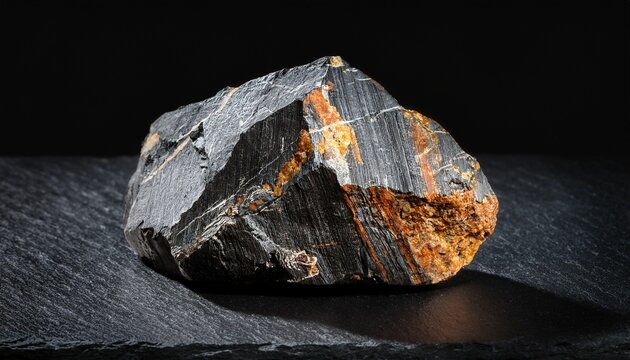 Sample Of Raw Thulite Rock On Black Granite